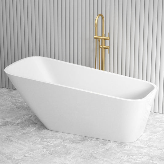 1700mm Cee Jay Windsor Square Bathtub Freestanding High Back Lucite Acrylic Gloss White NO Overflow