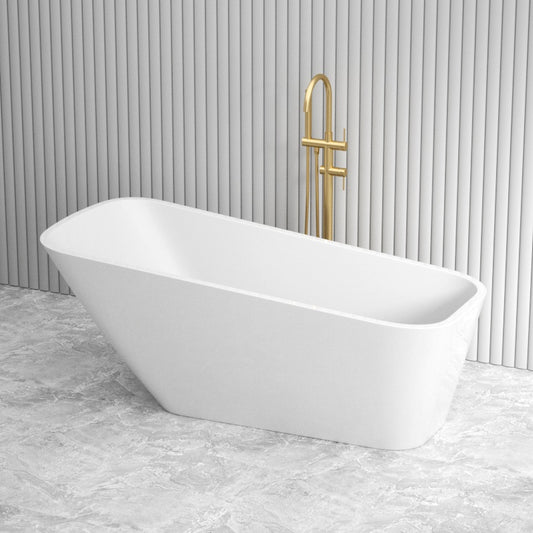 1700mm Cee Jay Windsor Square Bathtub Freestanding High Back Lucite Acrylic Gloss White NO Overflow