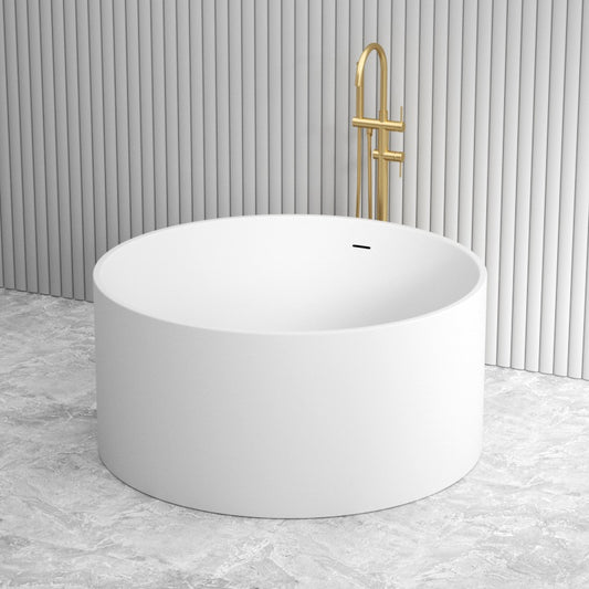 1280x1280x595mm Como 独立式浴缸 哑光白色亚克力圆形带溢水口