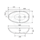 Fienza 600x357x160mm Livo Matt White Cast Stone Above Counter Basin