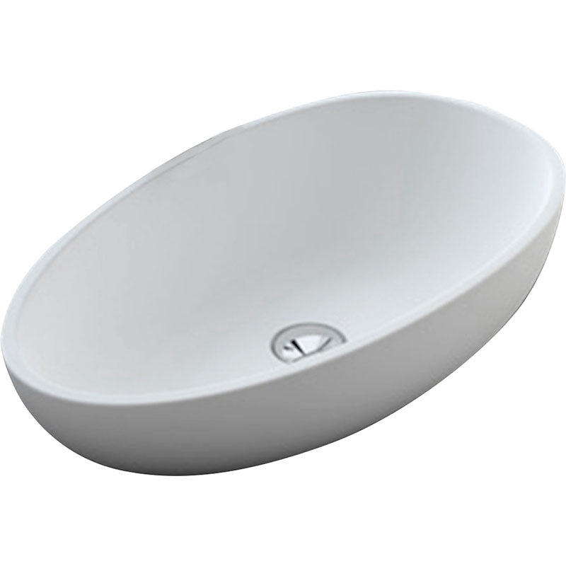 Fienza Livo Oval Solid Surface Above Counter Basin 600x357x160mm - Matt White