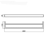 Norico Cavallo 600/800mm Square Brushed Nickel Double Towel Rail Stainless Steel 304 Bathroom