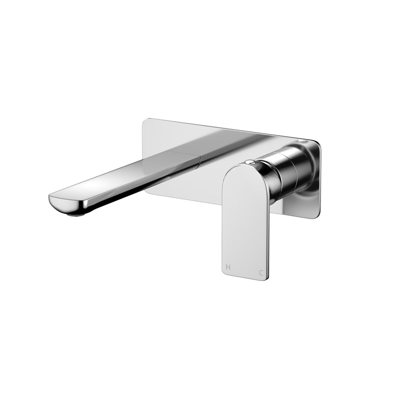 Chrome Solid Brass Wall Mounted Mixer with Spout for Bathtub and Basin