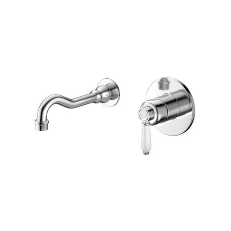 Fienza Eleanor Wall Basin/Bath Mixer Set Chrome/Ceramic Bath/Basin Tap Sets