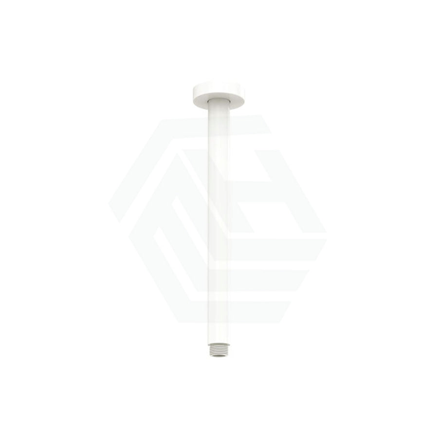 Fienza 300Mm Stainless Steel Round Matt White Ceiling Shower Dropper Arms