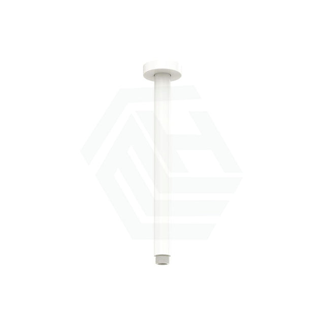 Fienza 300Mm Stainless Steel Round Matt White Ceiling Shower Dropper Arms
