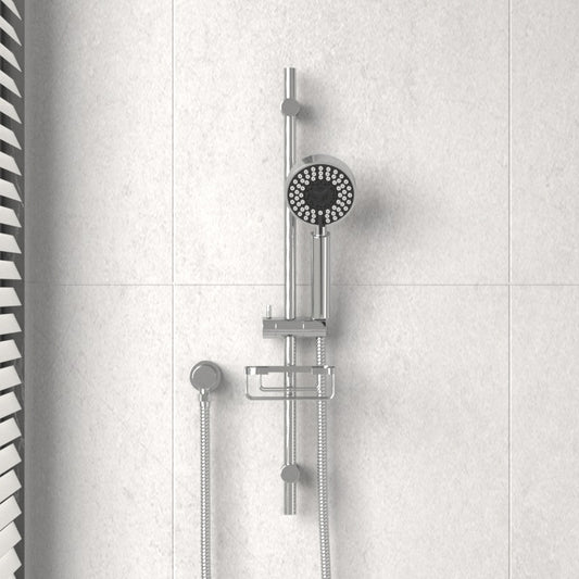 Fienza Michelle Chrome Multifunction Rail Shower with Soap Basket