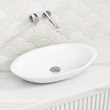 Fienza 600x350x105mm Bahama Matt White Oval Cast Stone Above Counter Basin