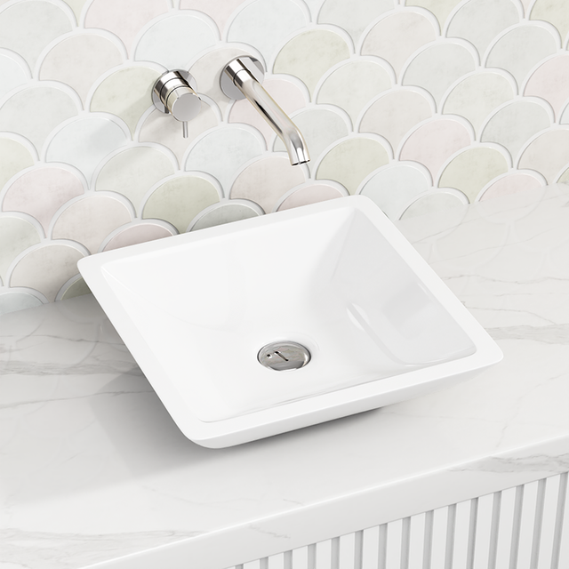 Fienza 420x420x105mm Classique Matt White Solid Surface Above Counter Basin