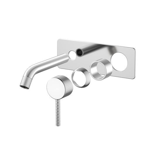 Fienza Axle 160/200mm Outlet Chrome Basin/Bath Wall Mixer Dress Kit Only, Soft Square Plate
