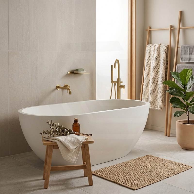 Fienza Jada Luxury Concrete Freestanding Bathtub Oval NO Overflow 1500mm - Variant Colour Available