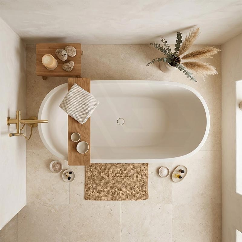 Fienza Jada Luxury Concrete Freestanding Bathtub Oval NO Overflow 1500mm - Variant Colour Available