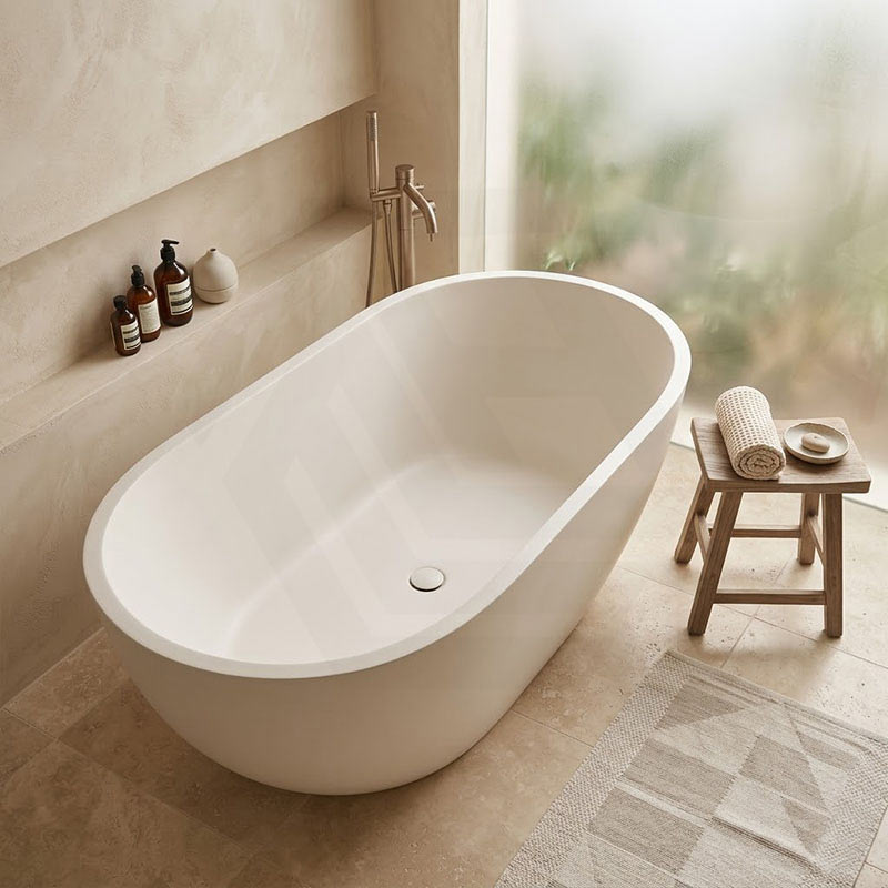 Fienza Jada Luxury Concrete Freestanding Bathtub Oval NO Overflow 1500mm - Variant Colour Available