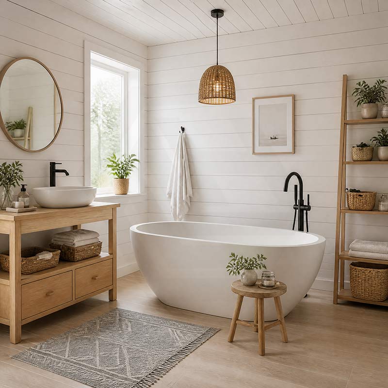 Fienza Jada Luxury Concrete Freestanding Bathtub Oval NO Overflow 1500mm - Variant Colour Available