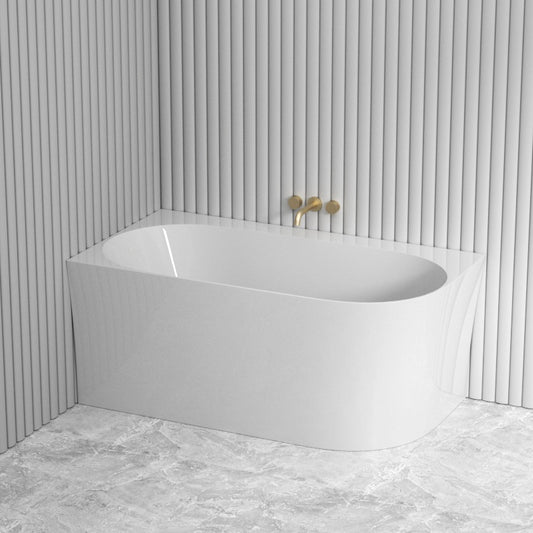 Fienza 1400mm Chloe Bathtub Left Corner Acrylic Gloss White NO Overflow