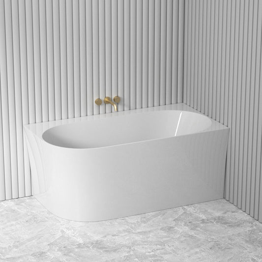 Fienza 1400mm Chloe Bathtub Right Corner Acrylic Gloss White NO Overflow