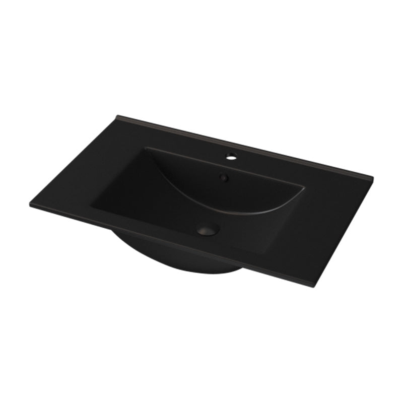 Fienza 750/900/1200mm Dolce 哑光黑色陶瓷浴室盆-顶部梳妆台