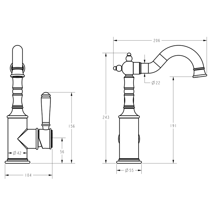 N#6(Nickel) Ikon Clasico Brushed Nickel Solid Brass Basin Mixer For Vanity And Sink Short Mixers