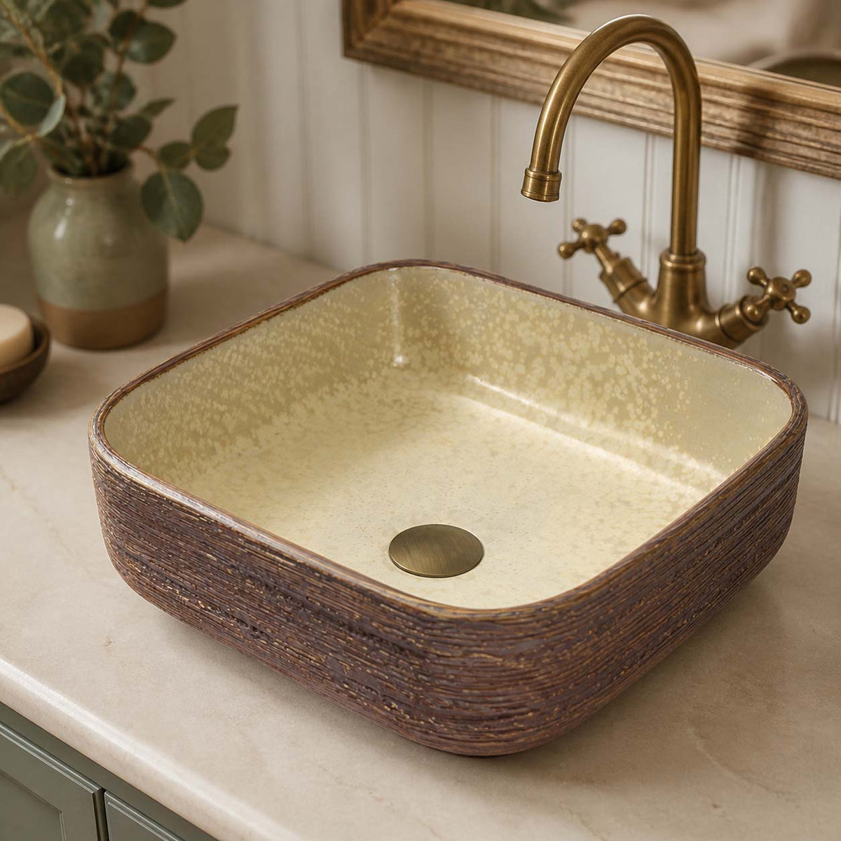 390x390x140mm Square Porcelain Above Counter Basin