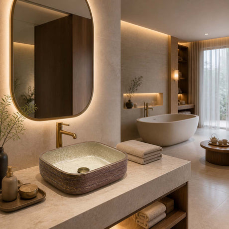 390x390x140mm Square Porcelain Above Counter Basin