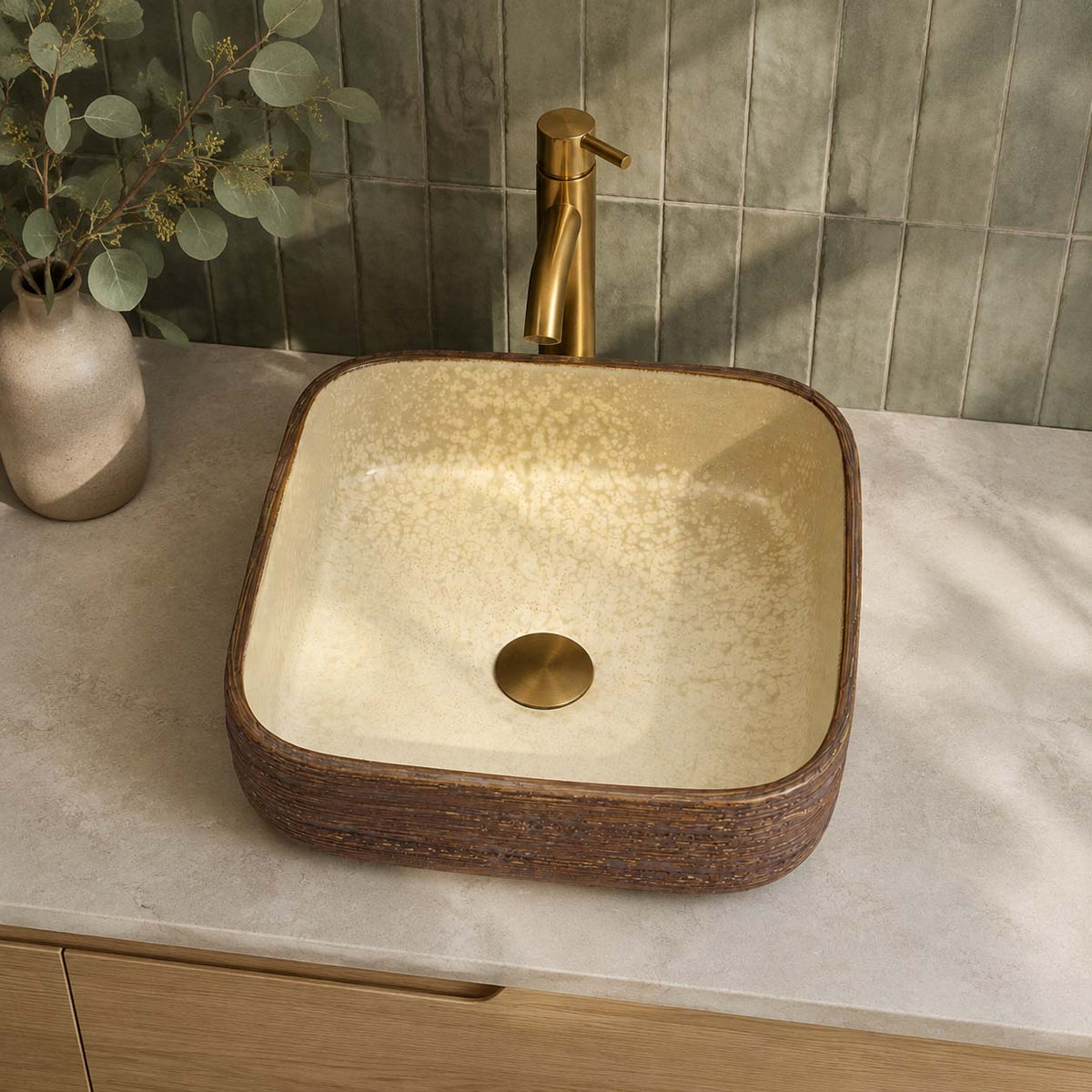 390x390x140mm Square Porcelain Above Counter Basin