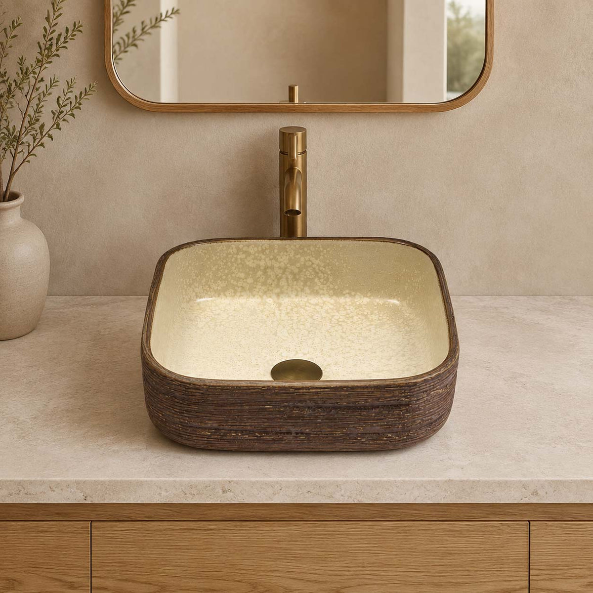 390x390x140mm Square Porcelain Above Counter Basin