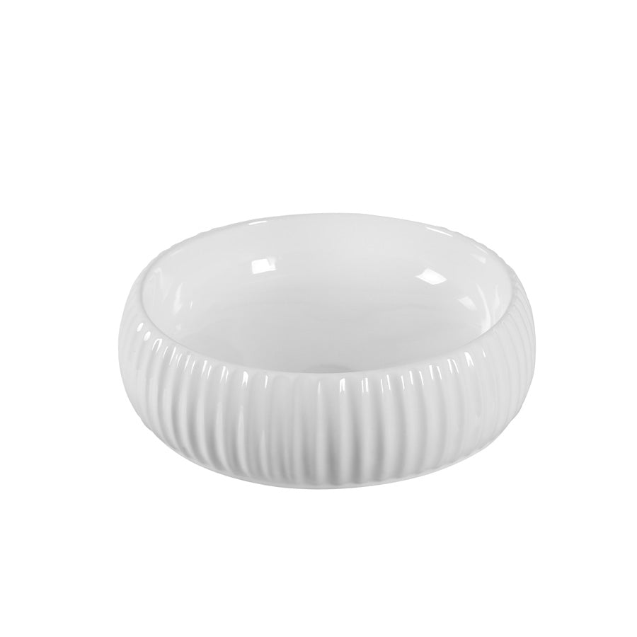 Round Above Counter Ceramic Basin 420x420x135mm - Gloss White/ Matt White