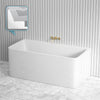 1400/1500mm AMBER Bathtub/Built-in Seat Tub - Back to Wall Square Gloss White Acrylic With Built-in Seat NO Overflow