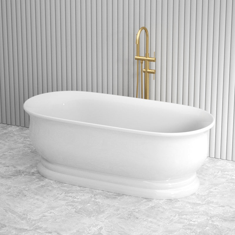 1690x790x610mm Chloe 独立式浴缸光泽白色椭圆形亚克力无溢流
