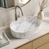 500x340x120mm Bathroom Oval Above Counter Wash Basin Matt Carrara Finish Ceramic