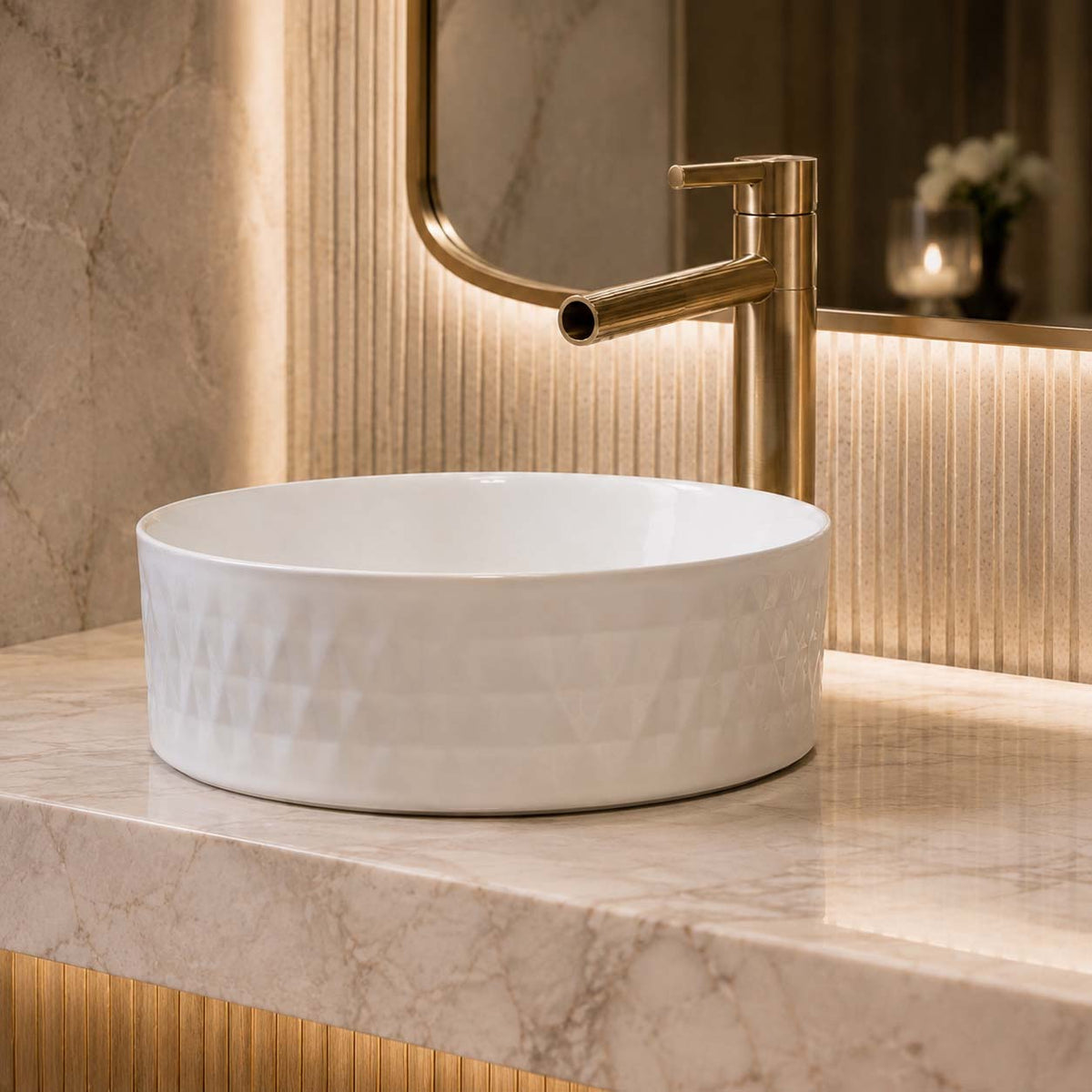 365x365x120mm Aquaperla Round Bathroom Above Counter Basin Ceramic Basin - Colour Available