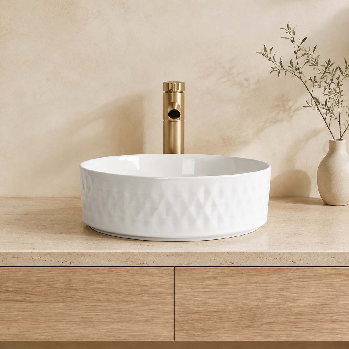 365x365x120mm Aquaperla Round Bathroom Above Counter Basin Ceramic Basin - Colour Available