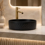 360x360x120mm Above Counter Basin Bathroom Round Ceramic Wash Basin Lattice Pattern In Various Colour
