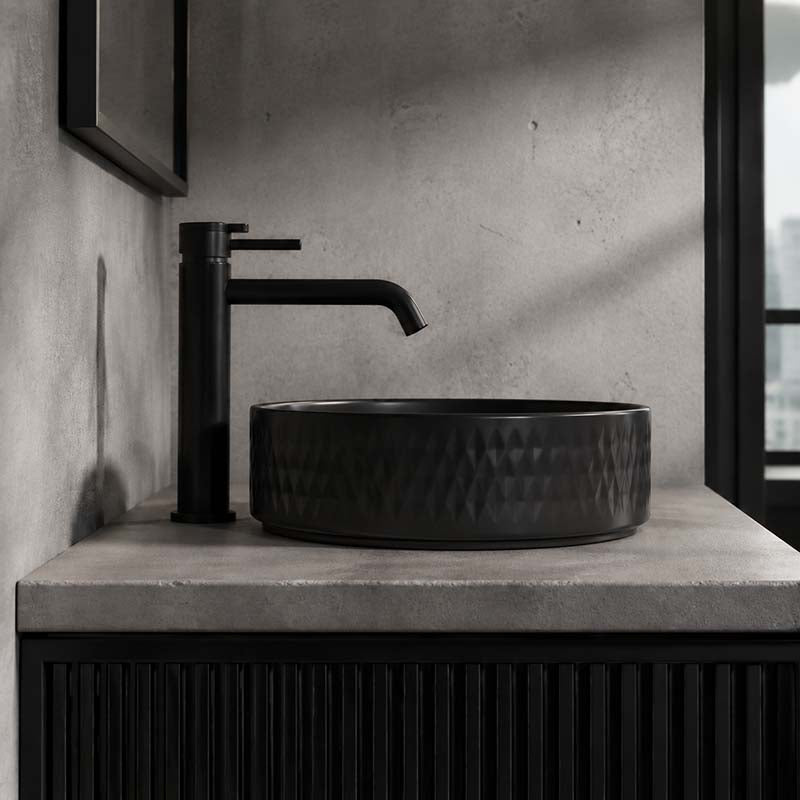 360x360x120mm Above Counter Basin Bathroom Round Ceramic Wash Basin Lattice Pattern In Various Colour