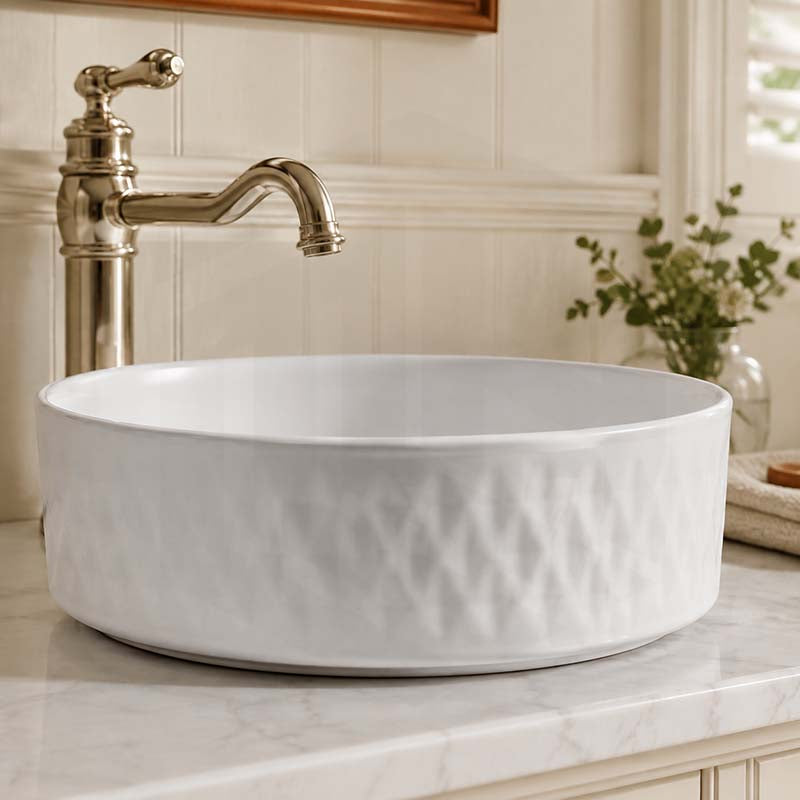 365x365x120mm Aquaperla Round Bathroom Above Counter Basin Ceramic Basin - Colour Available