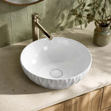 400x400x130mm Above Counter Basin Diagonal Pattern Bathroom Round Ceramic Wash Basin In Various Colour