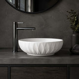 400x400x130mm Above Counter Basin Diagonal Pattern Bathroom Round Ceramic Wash Basin In Various Colour