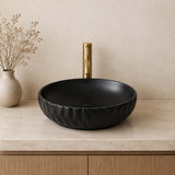 400x400x130mm Above Counter Basin Diagonal Pattern Bathroom Round Ceramic Wash Basin In Various Colour