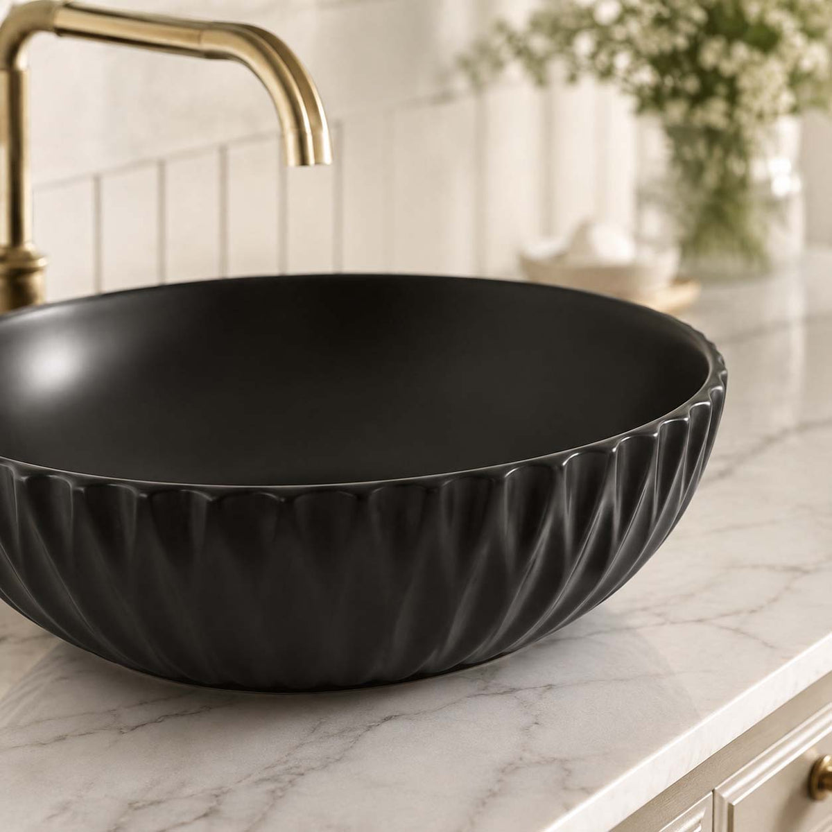 400x400x130mm Above Counter Basin Diagonal Pattern Bathroom Round Ceramic Wash Basin In Various Colour