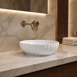 400x400x130mm Above Counter Basin Diagonal Pattern Bathroom Round Ceramic Wash Basin In Various Colour