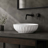 400x400x130mm Above Counter Basin Diagonal Pattern Bathroom Round Ceramic Wash Basin In Various Colour