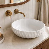 400x400x130mm Above Counter Basin Diagonal Pattern Bathroom Round Ceramic Wash Basin In Various Colour