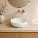 400x400x130mm Above Counter Basin Diagonal Pattern Bathroom Round Ceramic Wash Basin In Various Colour