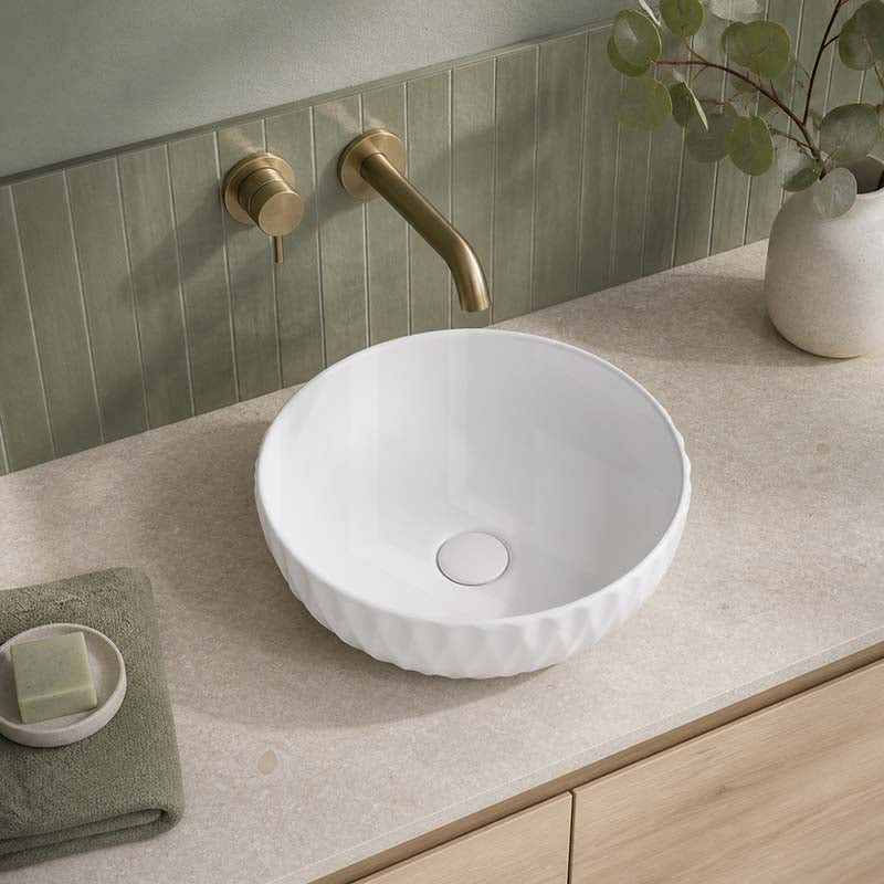 400x400x130mm Above Counter Basin Diagonal Pattern Bathroom Round Ceramic Wash Basin In Various Colour