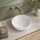 400x400x130mm Above Counter Basin Diagonal Pattern Bathroom Round Ceramic Wash Basin In Various Colour