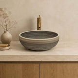 360x360x140mm Round Porcelain Basin Stripe Pattern