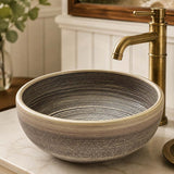 360x360x140mm Round Porcelain Basin Stripe Pattern