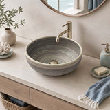 360x360x140mm Round Porcelain Basin Stripe Pattern