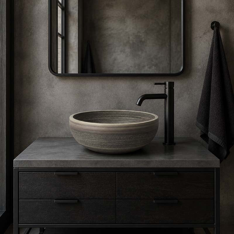 360x360x140mm Round Porcelain Basin Stripe Pattern