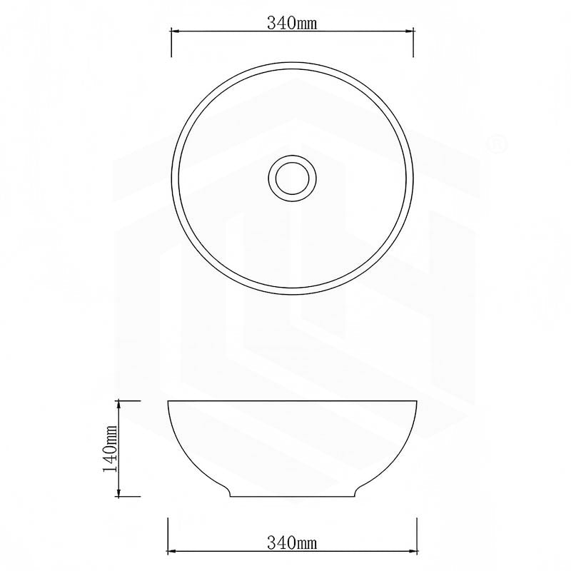 360x360x140mm Round Porcelain Basin Stripe Pattern